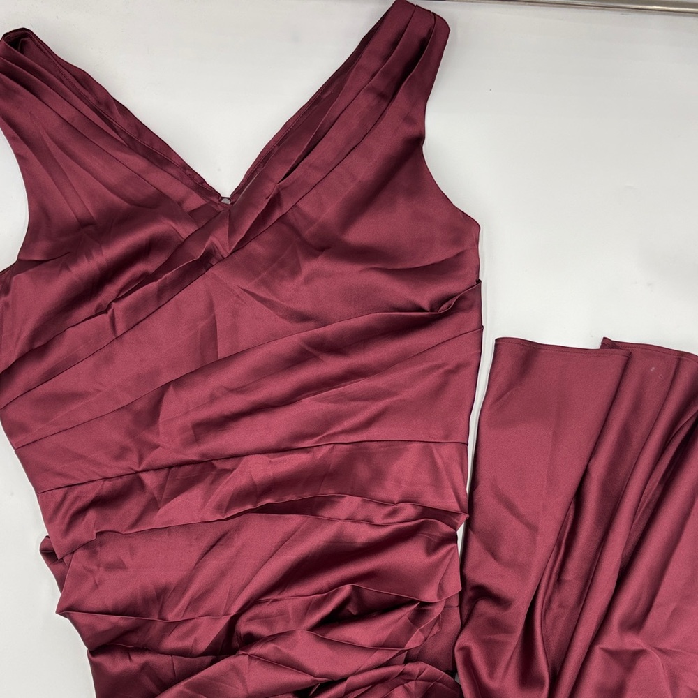 Calvin Klein Pleated Satin Long Formal Dress
